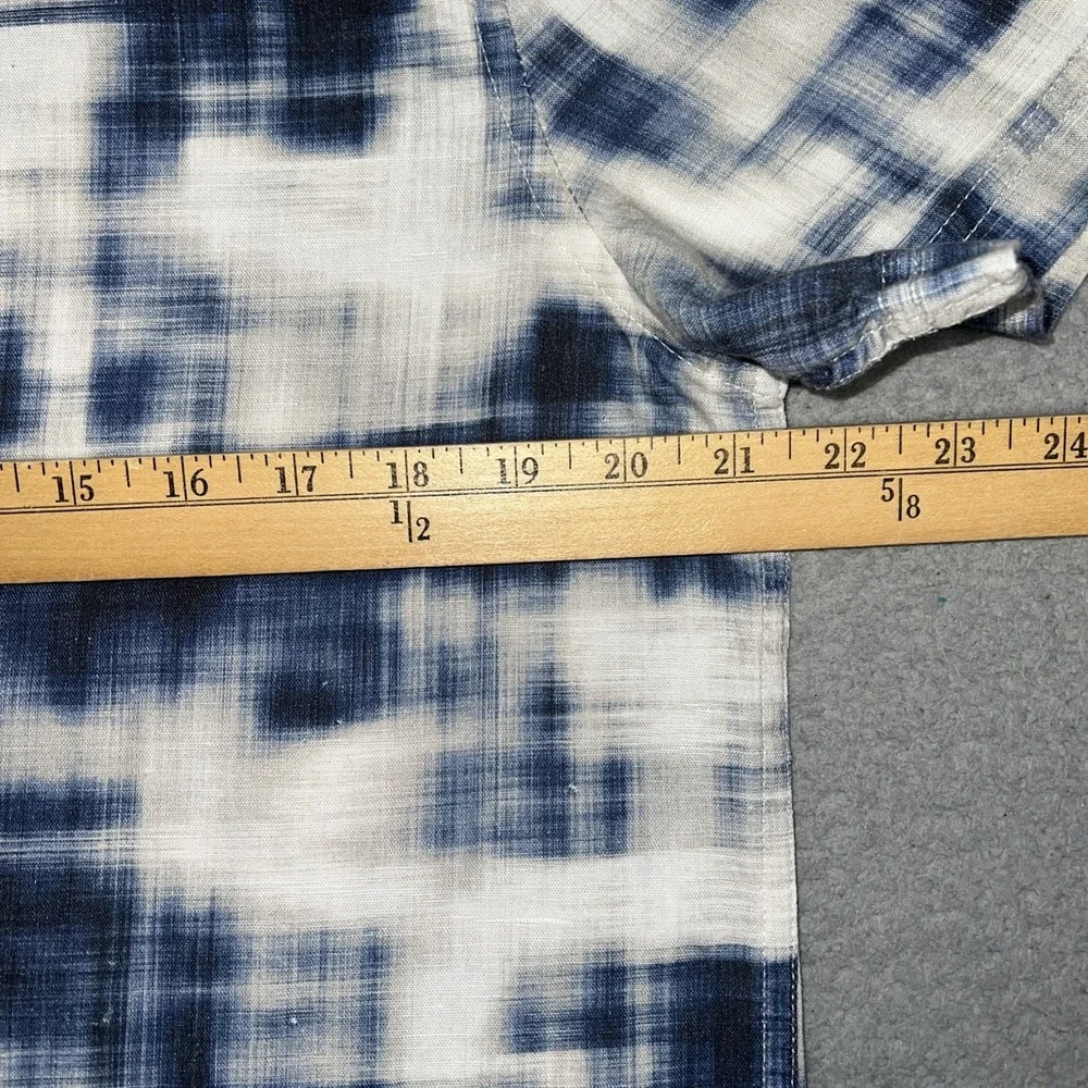 Banana Republic Linen Blend Shirt Men's Sz M Tie Dye Slim Short Sleeve Button Up
